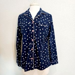 ⭐️5/$20 White Mark Blue & White Polka Dot Button Sleep Top Size Medium